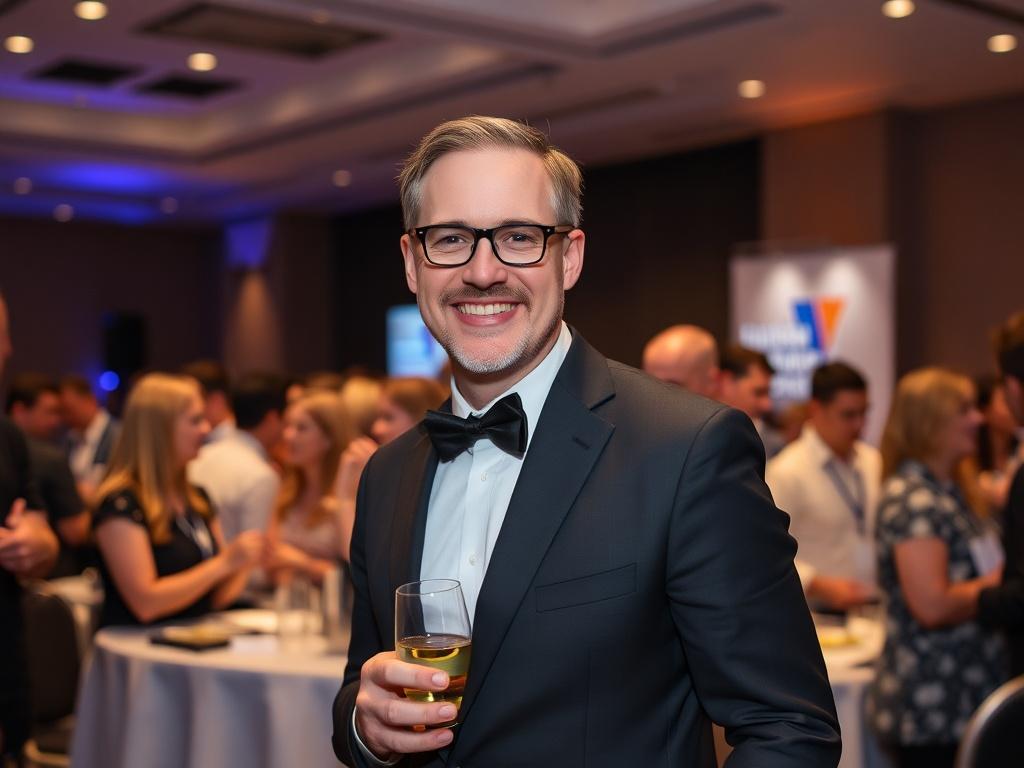 Photo of the host at the corporate event Photo of the host at the corporate eventфото